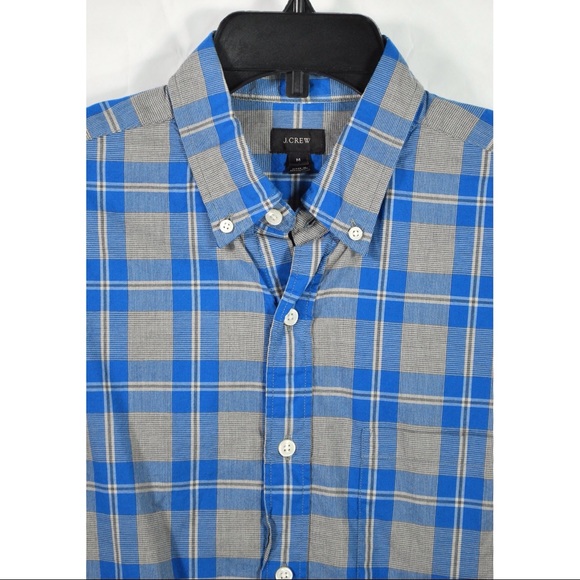 J. Crew Blue Gray Plaid Button Front Shirt Size M - Picture 2 of 5